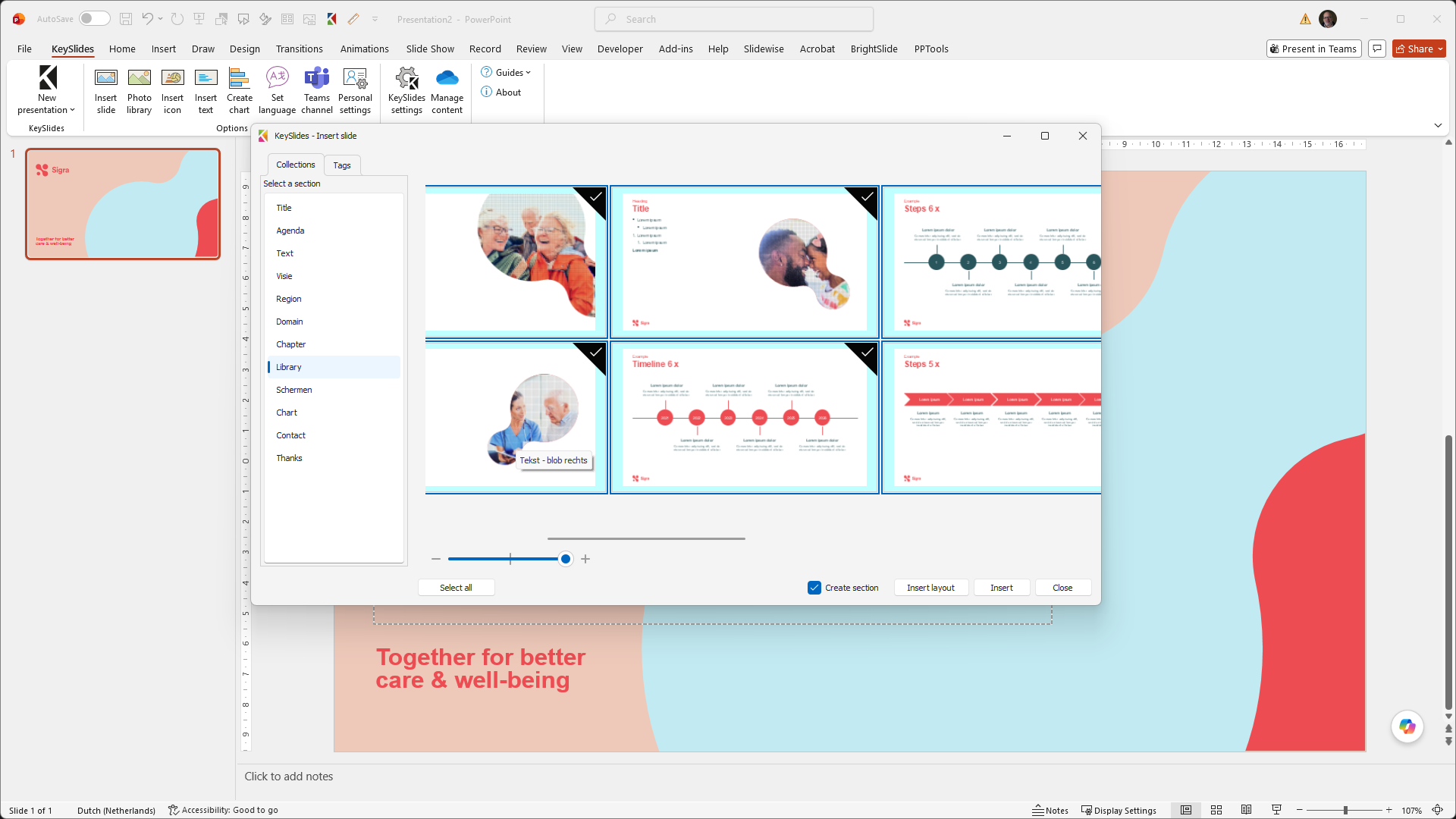 Templates and slides in KeySlides