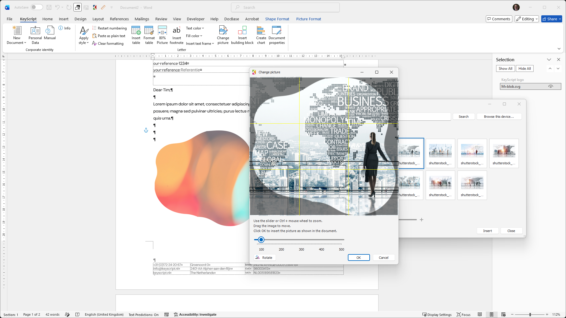 Images and building blocks in Word