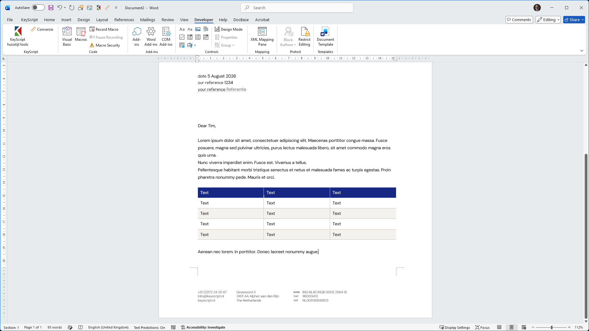 Tables and colors in Word